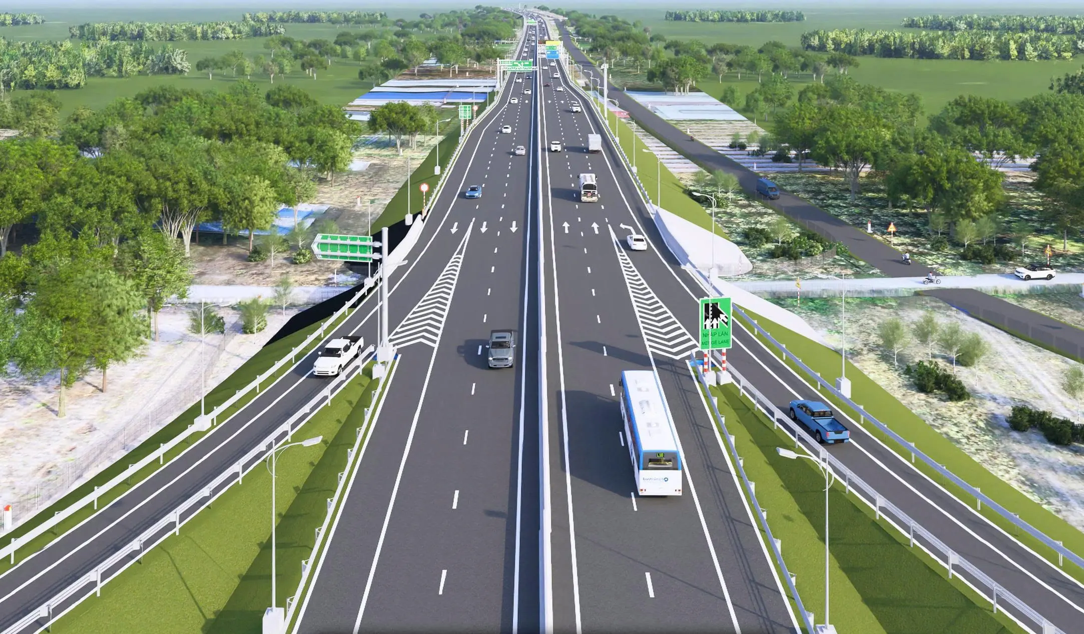 Mô phỏng cao tốc đi ngang khu đô thị Bắc Sài Gòn