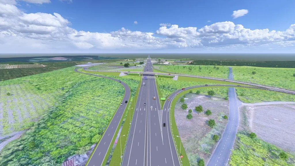 Phối cảnh hướng tuyến cao tốc TP Hồ Chí Minh - Thủ Dầu Một - Chơn Thành giao với đường DT741