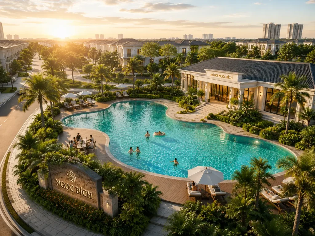Hồ bơi nội khu Ngọc Bích tại Khu đô thị Bắc Sài Gòn