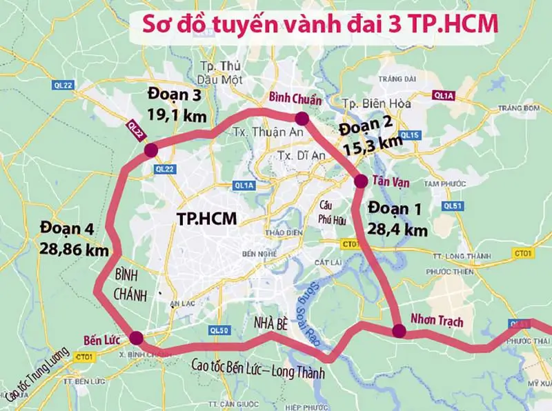 Sơ đồ tuyến vành đai 3 TP.Hồ Chí Minh