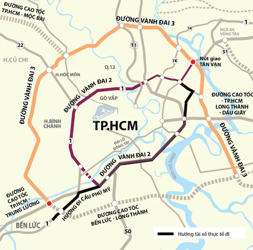 Sơ đồ tuyến vành đai 3 TP.Hồ Chí Minh