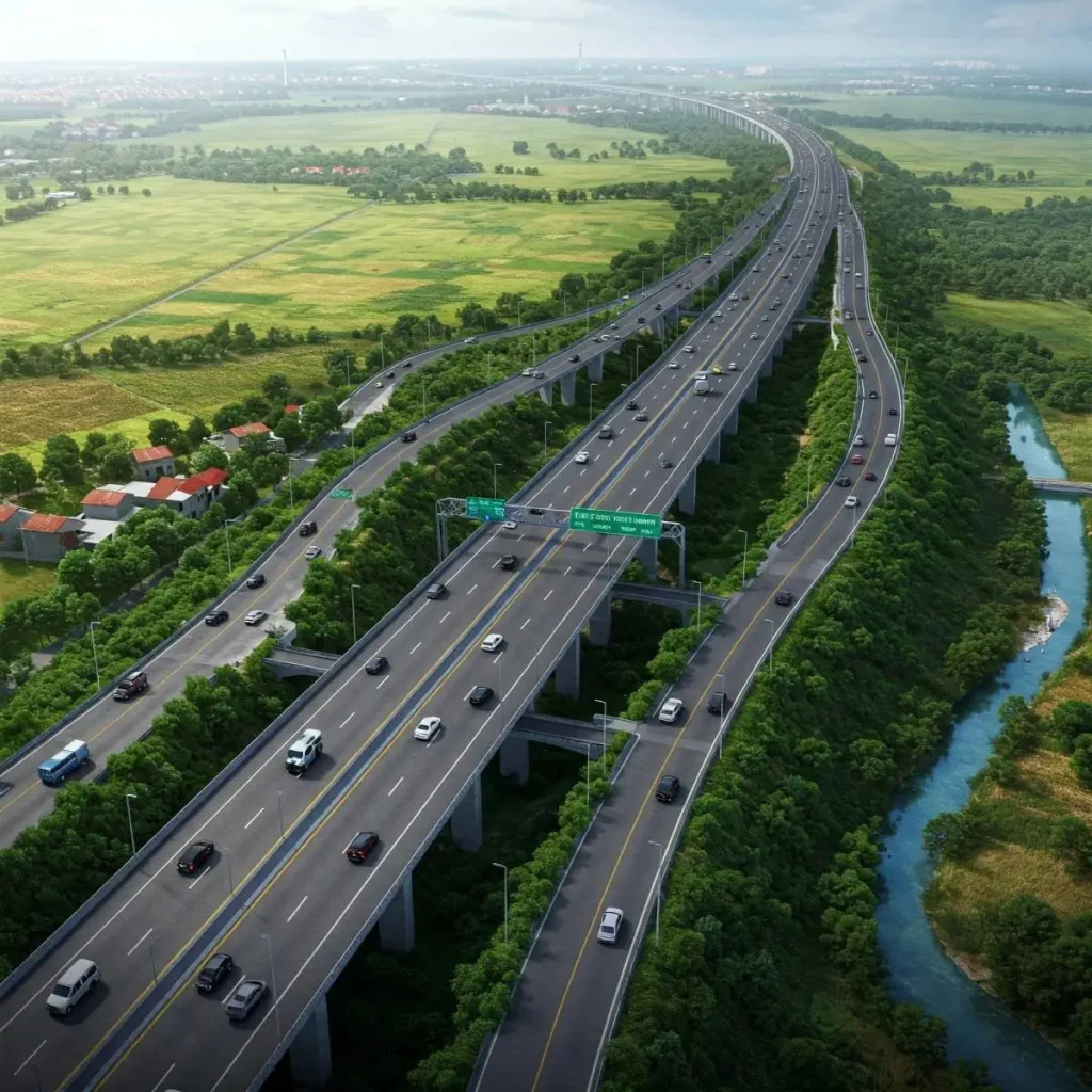Ảnh mô phỏng đoạn cao tốc TP.HCM - Chơn Thành qua Bình Phước.